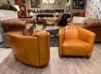 SHOWROOM ACTIE: 2 x Aviator Lederen Fauteuils Camel piloten, Ophalen of Verzenden, Nieuw
