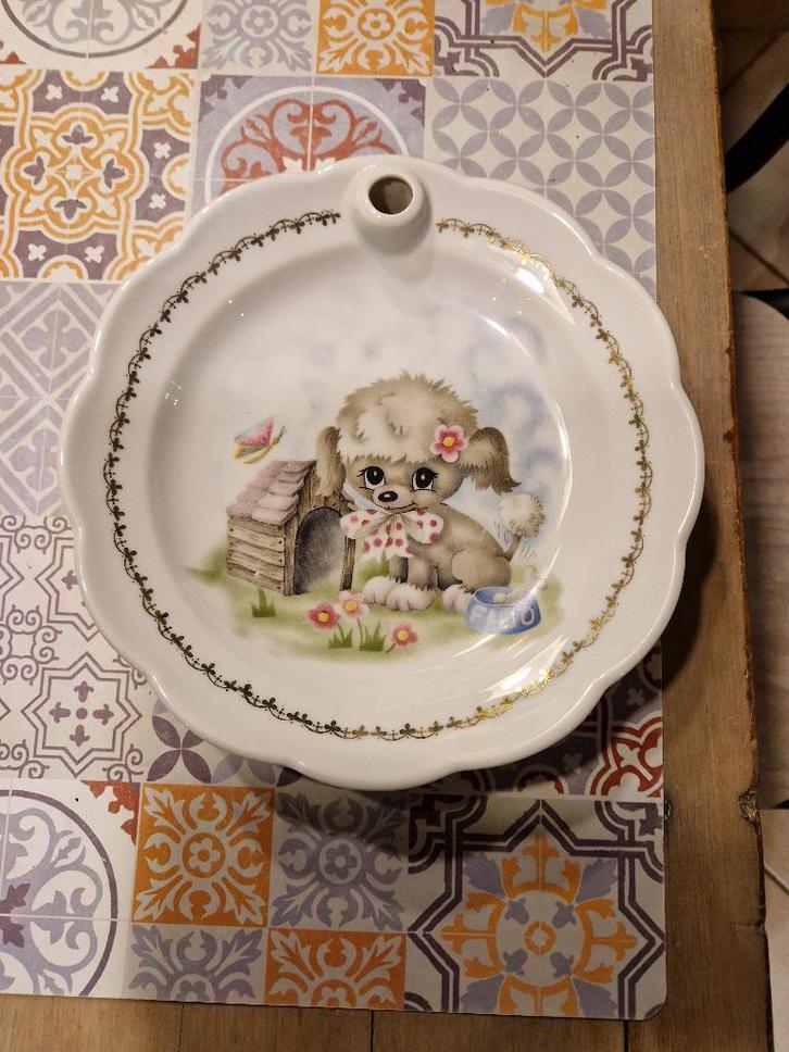 Assiette chauffante enfant chien Fido, Antiek en Kunst, Antiek | Porselein, Ophalen of Verzenden