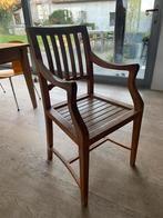 8 massief teak houten tuin of eetkamerstoelen m armleuning, Ophalen, Gebruikt, Bruin, Vijf, Zes of meer stoelen