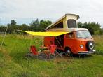 Oranje Volkswagen t2 retro vintage camper te huur trouwauto, Zo goed als nieuw
