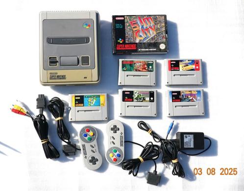 SNES console met 2 controllers en 6 spelletjes, Games en Spelcomputers, Spelcomputers | Nintendo Super NES, Gebruikt, Met 2 controllers