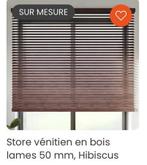 Houten jaloezieën van 50 mm dik. NEGEN. Kleur: Hibiscushout, Ophalen, Zo goed als nieuw