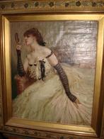 HENRI THOMAS °1878-1972 olie/doek élégante dans son boudoir, Ophalen