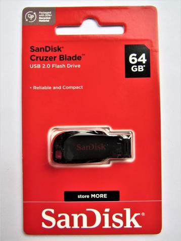 SanDisk Cruzer Blade USB 2.0 stick 64GB nieuw beschikbaar voor biedingen