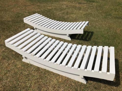 Ligstoelen | Wit hout, Tuin en Terras, Ligbedden, Gebruikt, Hout, Ophalen