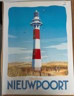 Foto vuurtoren Nieuwpoort nieuw, Rechthoekig Staand, Nieuw, Ophalen of Verzenden, Canvas of Doek