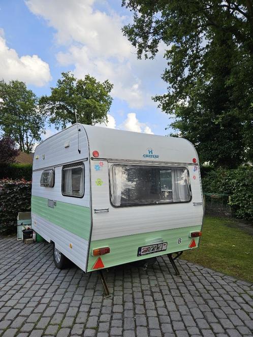 retro Chateau caravan, Caravans en Kamperen, Caravans, Particulier, tot en met 3, 500 - 750 kg, Kleine zit, Chateau, Dwarsbed