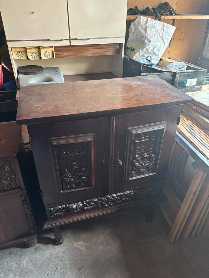 Antiek kasten marmer lot moet weg bijna gratis, Huis en Inrichting, Kasten | Dressoirs, Gebruikt, Eikenhout, Ophalen