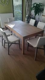 Uitschuifbare tafel met 6 stoelen, Huis en Inrichting, Tafels | Eettafels, Ophalen, 100 tot 150 cm, Zo goed als nieuw, Vijf personen of meer