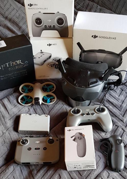 Complete DJI NEO FPV Drone Set + DJI Goggles N3, RC Motion 3, Audio, Tv en Foto, Drones, Zo goed als nieuw, Drone met camera, Ophalen of Verzenden