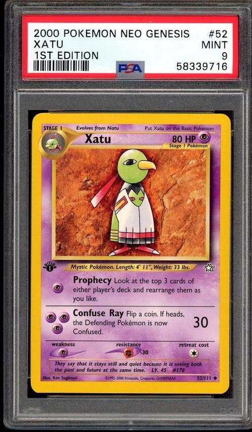 Xatu 1ère édition PSA 9 - 52/111 - Neo Genesis 2000, Hobby & Loisirs créatifs, Jeux de cartes à collectionner | Pokémon, Comme neuf