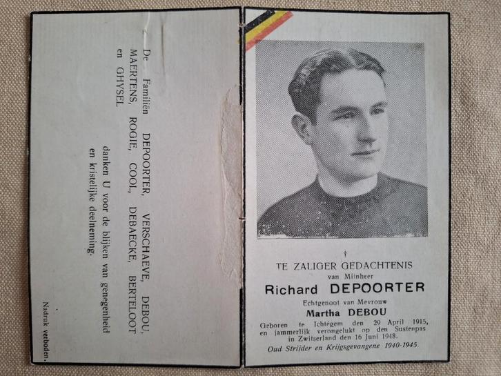 Bidprentje verongelukte wielrenner Richard Depoorter, Verzamelen, Bidprentjes en Rouwkaarten, Bidprentje, Ophalen of Verzenden