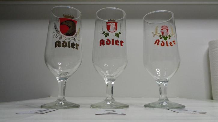 3 verschillende Adler bierglazen, Verzamelen, Biermerken, Zo goed als nieuw, Glas of Glazen, Overige merken, Ophalen of Verzenden