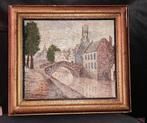 Uniek oud schilderij Brugge, Ophalen of Verzenden