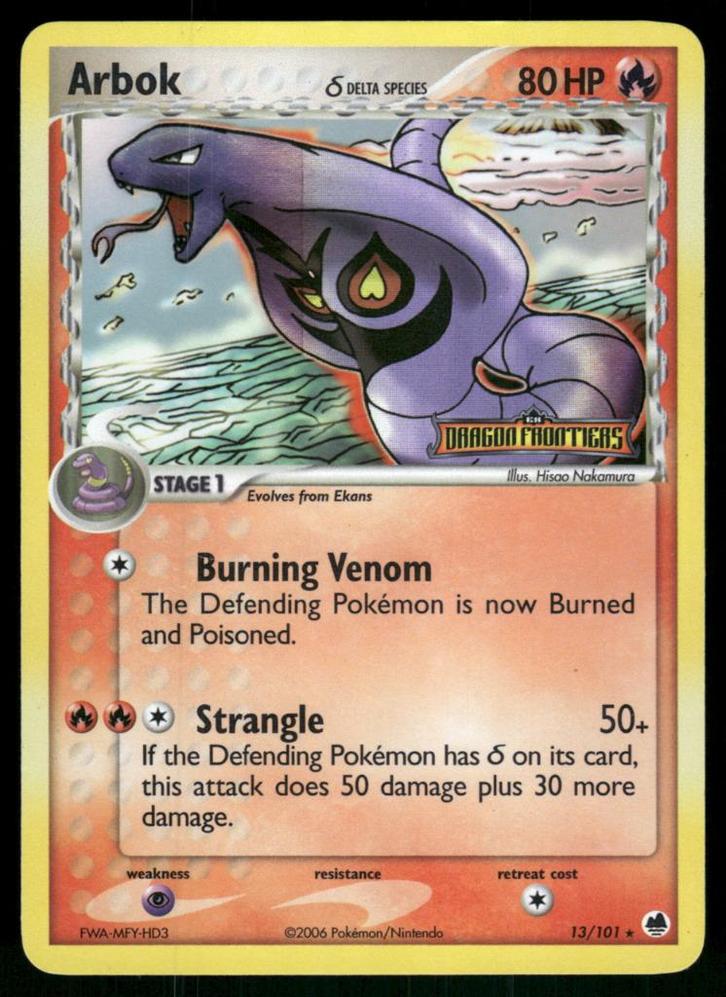 Arbok δ 13/101 - Dragon Frontiers (Reverse Holo) (EX), Hobby en Vrije tijd, Verzamelkaartspellen | Pokémon, Gebruikt, Verzenden