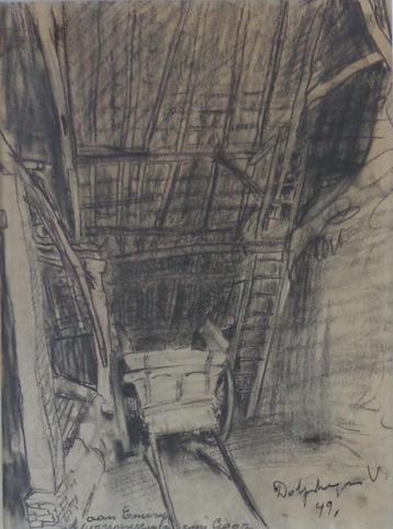 VICTOR DOLPHYN / BINNENZICHT STAL / ORIGINEEL / 46x37cm KAD beschikbaar voor biedingen