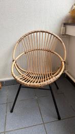 Kleine fauteuil met rotan schelp, Ophalen, Gebruikt, Riet of Rotan, Vintage