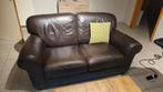 Lederen salon Natuzzi 3+2 , salontafel in notelaar, Ophalen, Gebruikt, Hout