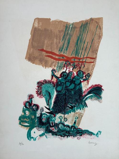 Marcel LANNOY - Originele lithografie "Compositie" - 65 x 50, Antiek en Kunst, Kunst | Litho's en Zeefdrukken, Ophalen of Verzenden