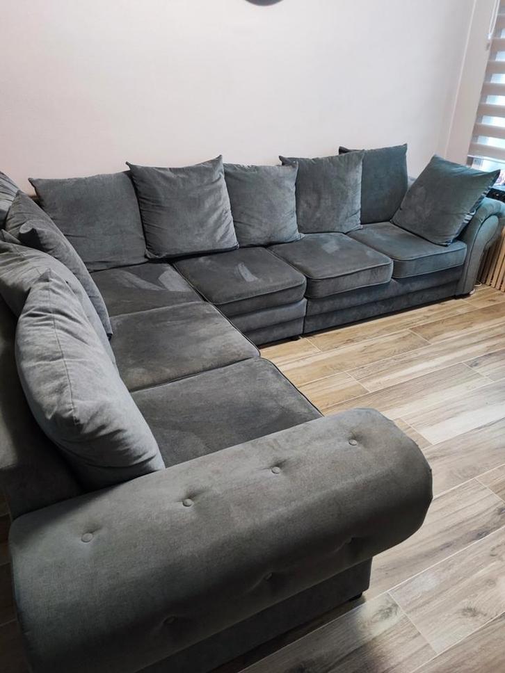 Salon gris en velour, Maison & Meubles, Canapés | Coins salons complets