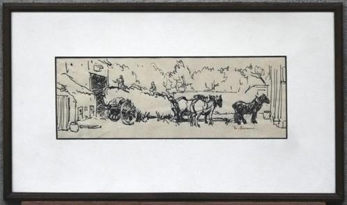 Frans Smeers  1873 - 1960  Tekening  Hooitijd, Antiek en Kunst, Kunst | Tekeningen en Fotografie, Verzenden