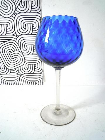 Vintage Murano vaas in geruit azuurblauw glas