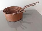 Vintage SET van 5 KOPEREN pannen met handvat, Ophalen of Verzenden