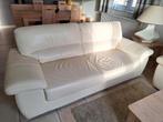 Gebroken witte 3-zitsbank in volnerfleer, Huis en Inrichting, Ophalen, Leer