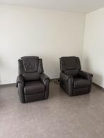 2 relaxzetels te koop - leder - elektrisch, Huis en Inrichting, Fauteuils, Ophalen, Zo goed als nieuw