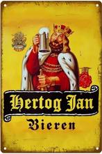 Vintage metalen bordje Hertog Jan bieren (30x20cm), Verzamelen, Biermerken, Ophalen of Verzenden, Nieuw, Reclamebord, Plaat of Schild