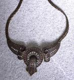 Halsketting brons met paarse diamantjes op gothic ornament, Handtassen en Accessoires, Kettingen, Nieuw, Overige materialen, Paars