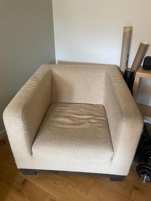 Zetel, Huis en Inrichting, Zetels | Zetels, Gebruikt, Eenpersoons, Minder dan 150 cm, Hout, Stof, Ophalen
