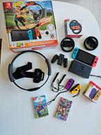 Nintendo Switch 1 + Ring Fit + Stuurtjes + 2 Joy cons extra, Ophalen, Met games, Zo goed als nieuw, Switch Original