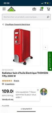 Radiateur bain d'huile électrique THOMSON Fifty 2000 W