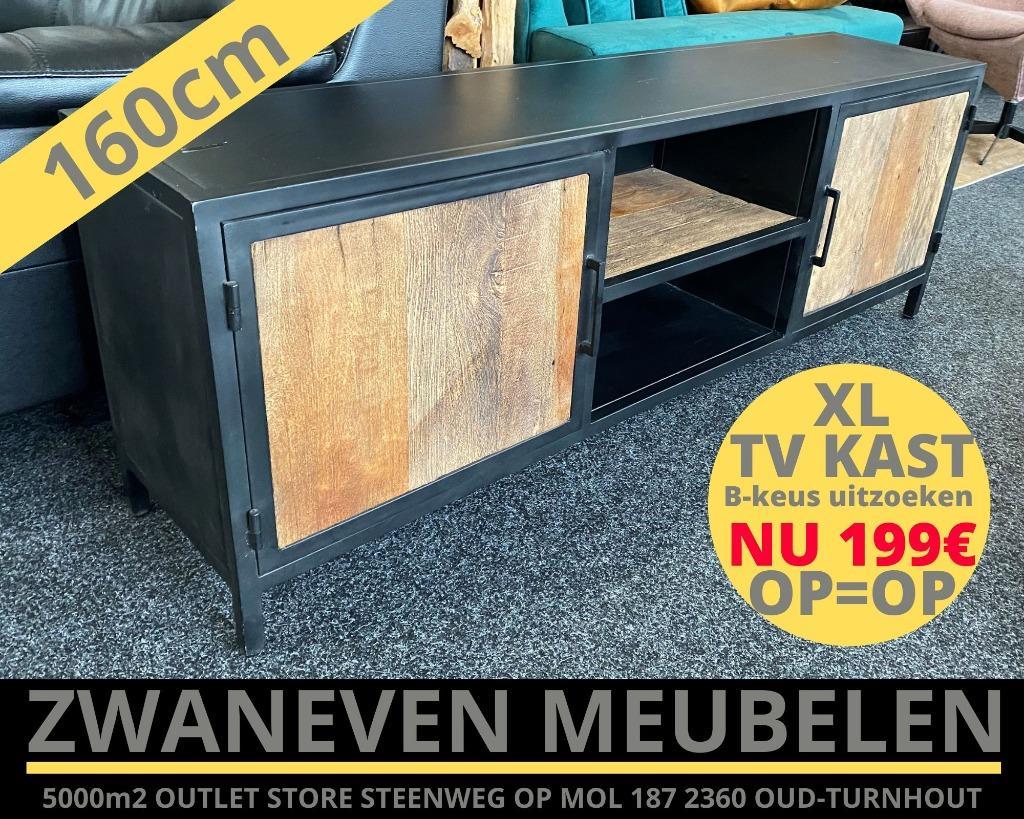 ② STOCKVERKOOP meubelen zwart staal & massief hout — |Televisiemeubels — 2dehands