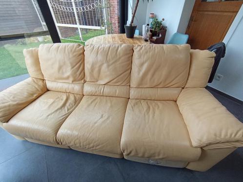Natuzzi leren zetel, Huis en Inrichting, Zetels | Zetels, Gebruikt, Rechte bank, Driepersoons, 200 tot 250 cm, 75 tot 100 cm, Leer