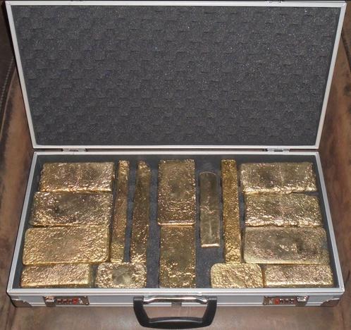 Koffer Vol Goud! 16 Goudbaren. Goudbaar Incl. Koffer, Postzegels en Munten, Edelmetalen en Baren, Goud, Ophalen of Verzenden