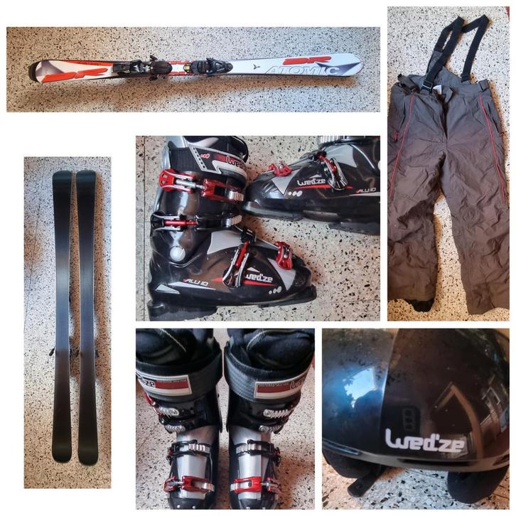 Skilatten, stokken, helm, botten, broek en kousen, Sport en Fitness, Skiën en Langlaufen, Zo goed als nieuw, Stokken, Ski, Atomic
