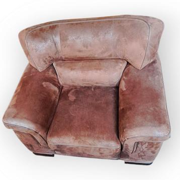 Fauteuil élégant en daim marron - Chaise longue, Enlèvement, Comme neuf