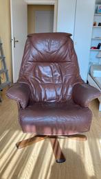 Fauteuil relax en cuir brun, Huis en Inrichting, Fauteuils, Ophalen, Gebruikt