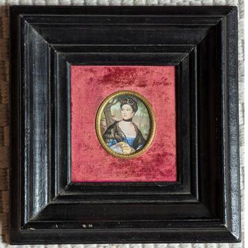 Portrait miniature ancien peint à la main, médaillon encadré, Antiquités & Art, Enlèvement ou Envoi