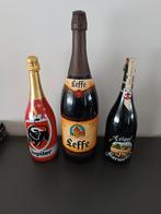 3 oude magnum bierflessen Leffe Karmeliet Jupiler, Verzamelen, Biermerken, Ophalen of Verzenden, Zo goed als nieuw, Jupiler