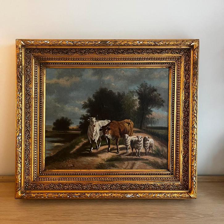 Landschap met vee – gesigneerd L. Dubois, Antiek en Kunst, Kunst | Schilderijen | Klassiek, Ophalen