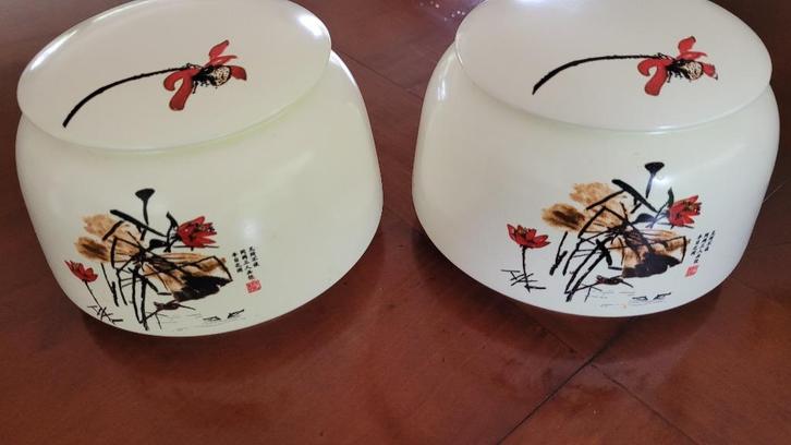 2 CHINESE KERAMIEK POTTEN GEVULD MET THEE, Antiek en Kunst, Antiek | Keramiek en Aardewerk, Ophalen of Verzenden