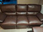 Lederen zetel 3-zit, Huis en Inrichting, Ophalen, Gebruikt, Driepersoons, Leer