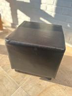 Donkerbruine poef / voetenbank, Ophalen, Gebruikt, Leer