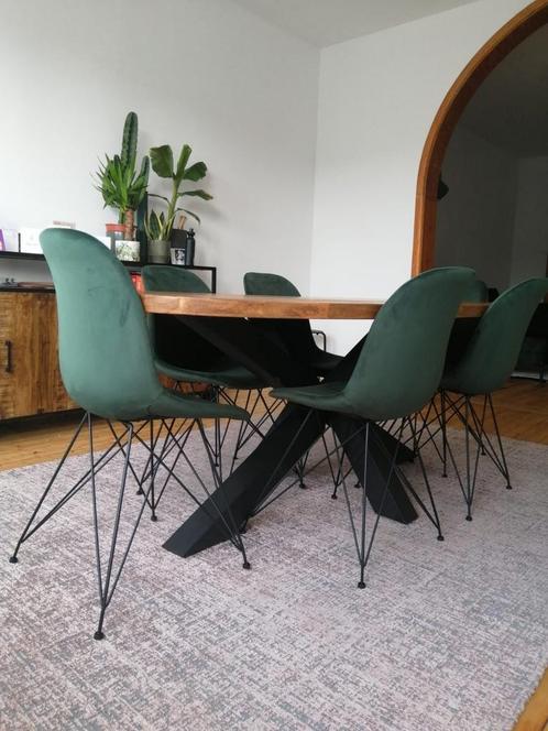 6 NIEUWE groene suède stoelen, Maison & Meubles, Chaises, Neuf, Cinq, Six Chaises ou plus, Cuir, Autres couleurs, Enlèvement