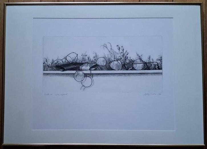 Jef van Grieken "Brillen III" getekend/Kader/benoemd, Antiek en Kunst, Kunst | Etsen en Gravures, Ophalen of Verzenden