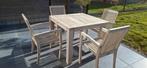 Prachtig tuinset Teak BRISTOL,tafel 100x100x76cm,4 stoelen, Tuin en Terras, 4 zitplaatsen, Eettafel, Teakhout, Ophalen of Verzenden