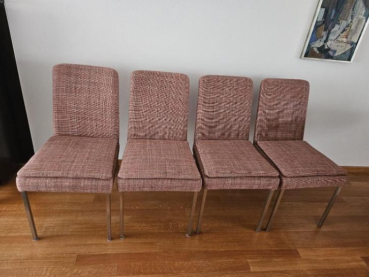 4 Mooie stoelen van Musterring zo goed als nieuw., Huis en Inrichting, Stoelen, Zo goed als nieuw, Vier, Metaal, Stof, Overige kleuren